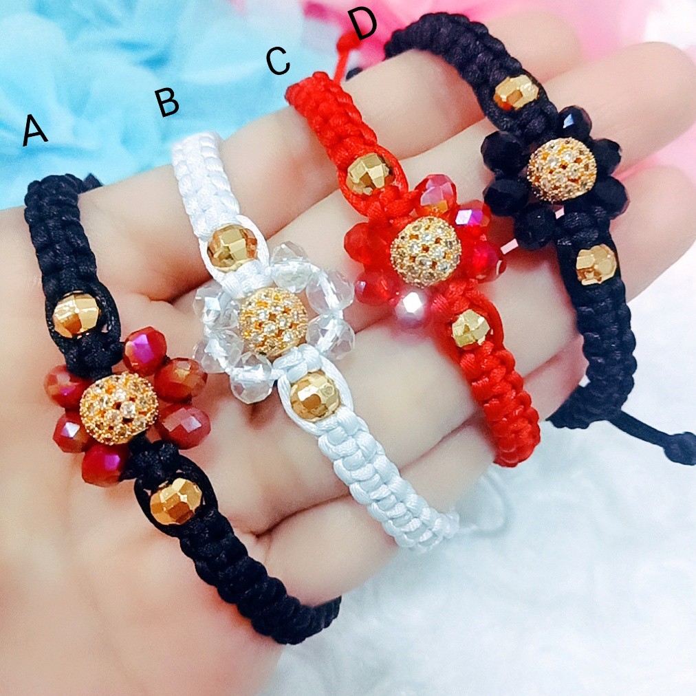 Gelang Tali Bunga Kristal Perhiasan Lapis Emas