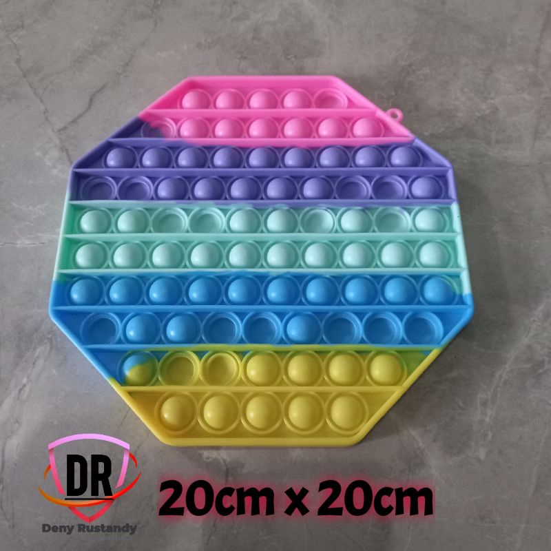 Mainan Pop It rainbow fidget Push Warna Warni Stress Relieve Toys Jumbo 20cm-HEXAGON Pastel