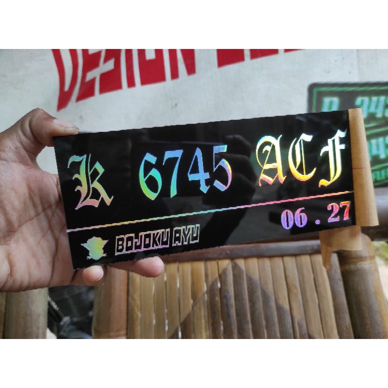 Plat nomor akrilik + hologram custom ( satu )