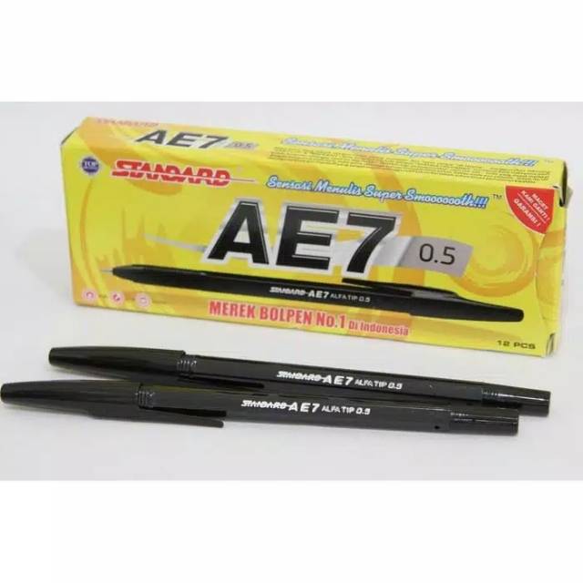 Ecer Pulpen Bolpen Ball Point Standard AE7 0.5mm Hitam