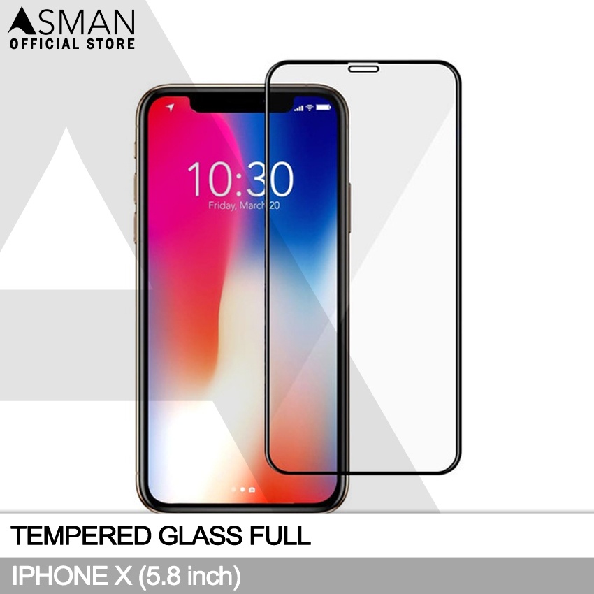 Tempered Glass Full iPhone X (5.8&quot;) | Anti Gores Kaca - Hitam