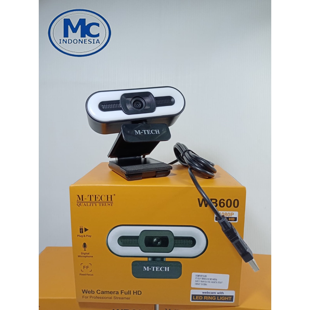 M-TECH Webcam WB600 / WB-600 Web Camera 1080P Full HD With Microphone