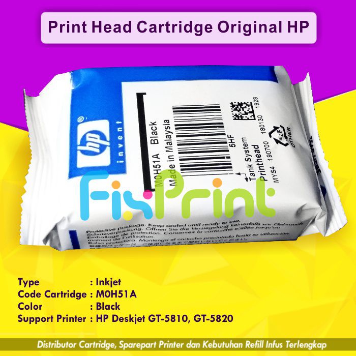 Head Tinta Cartridge HP GT51 GT52 HP Ink Tank GT-5810 GT-5820 GT5810 115 310 315 410 415 Black Color