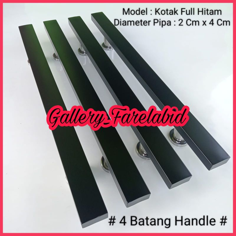 4 Batang Handle Pintu Rumah Stainless Steel Kotak Hitam 60 Cm Gagang Pintu Rumah Modern 45 Cm Pegangan Pintu Kupu Tarung Besar Mewah Tarikan Pintu Rumah Utama Minimalis