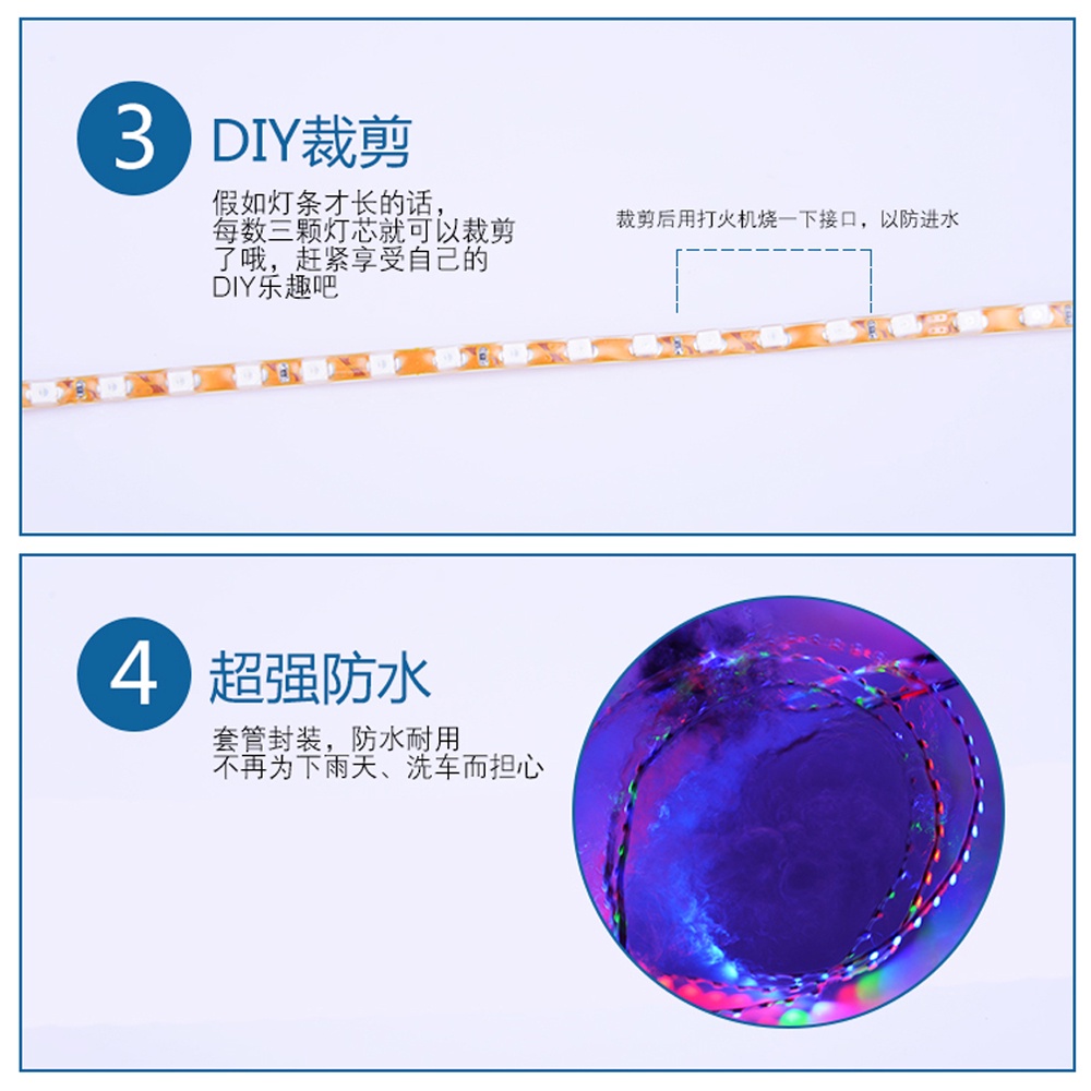 Lampu Strip LED 90CM Untuk Mobil / Motor 12V kuda merah lampu alis lampu sasis dan 3 Warna