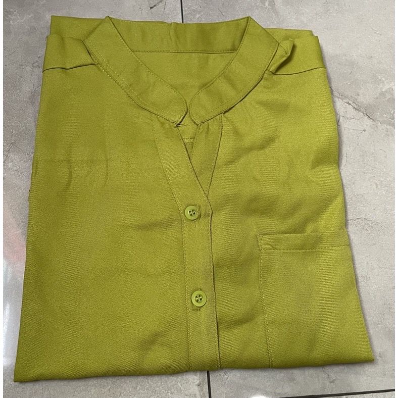 Kemeja Tunik Polos / Kemeja Wanita / Kemeja Polos / Kemeja Kerja / Bahan Toyobo-Lime Green