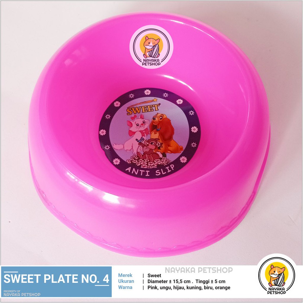 Sweet Plate No 4 Piring Tempat Wadah Makan Minum Hewan Kucing Kelinci