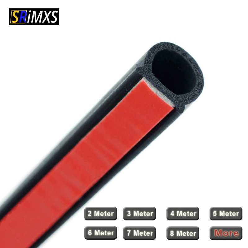 SRIMXS Rubber Strip Door Seal Epdm Pintu Mobil D Type Car 2M - SD-2080-Hitam-1.2 x 1.2cm