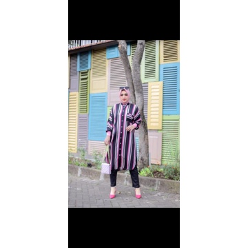 TUNIK RAYON VISCOS IMPORT MOTIF SALUR FULL KANCING BEST SELLER