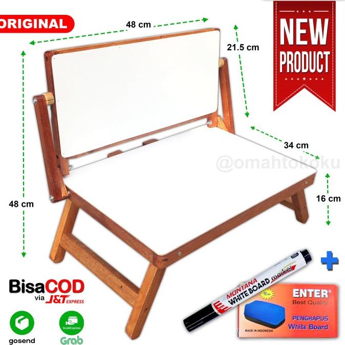 

Meja Belajar Lipat Anak Double White board Polos Portable omahtokoku