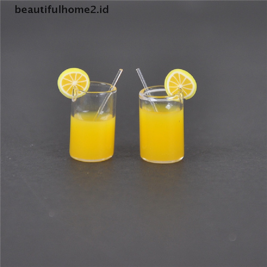 (beautifulhome2.id) 2pcs Miniatur Gelas Air Lemon Skala 1: 12 Untuk Dekorasi Rumah Boneka