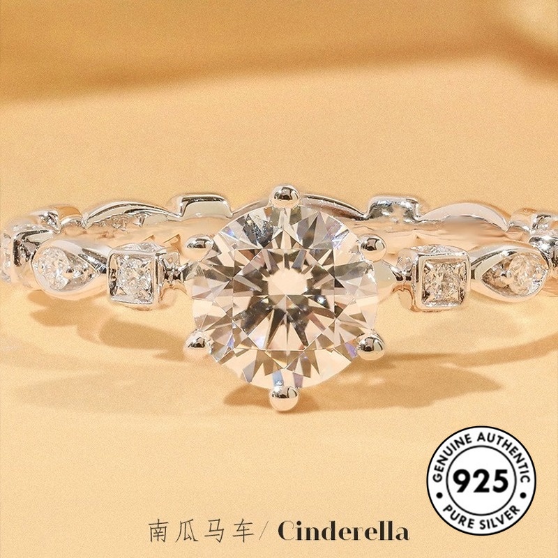 Cincin Aksen Berlian Bahan S925 Silver Untuk Wanita