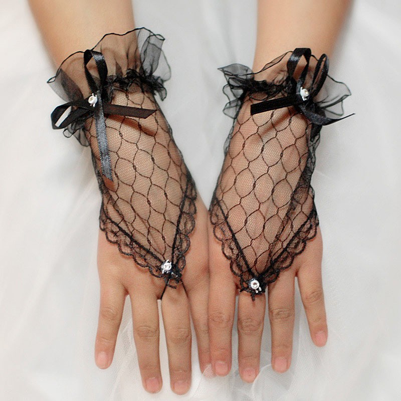 WGL-12 sarung tangan pengantin wanita wedding gloves pesta renda pendek