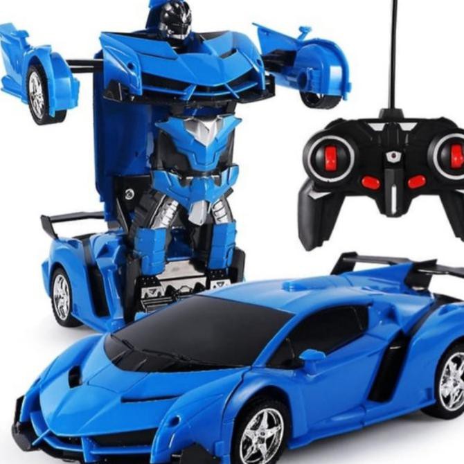 RC TRANSFORMER MOBIL REMOT JADI MOBIL BATRAI CAS, MOBIL JADI ROBOT - Biru