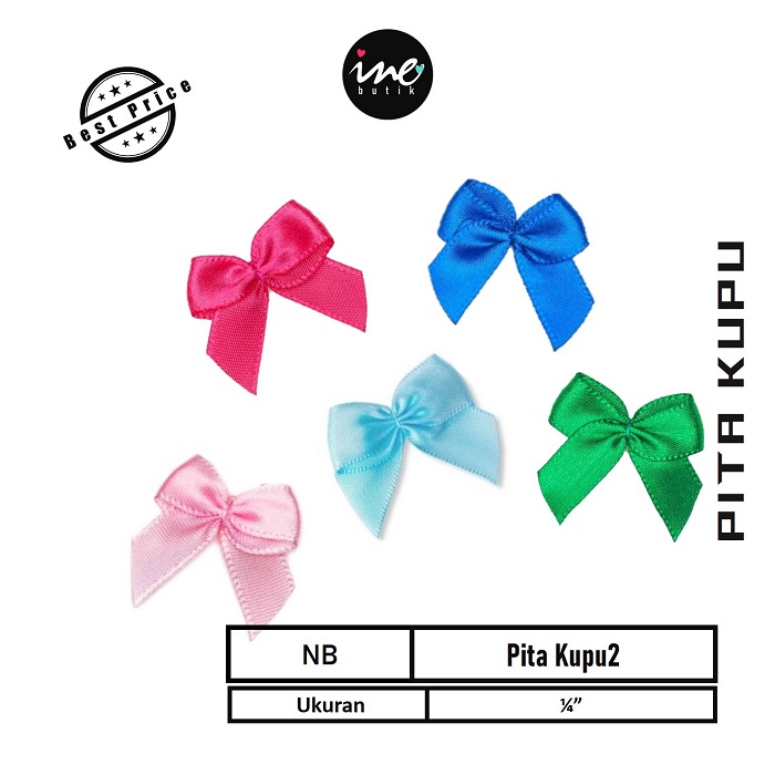 

PITA SATIN KUPU-KUPU MINI 1/4" ISI 1 GROSS | PITA SATIN AKSESORIES HIASAN SOUVENIR
