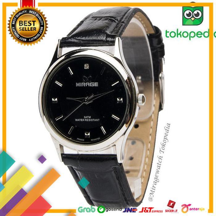 DEAL.. JAM TANGAN WANITA MIRAGE KULIT TERBARU LL SERIES - BLACK - HITAM A ..TERLARIS