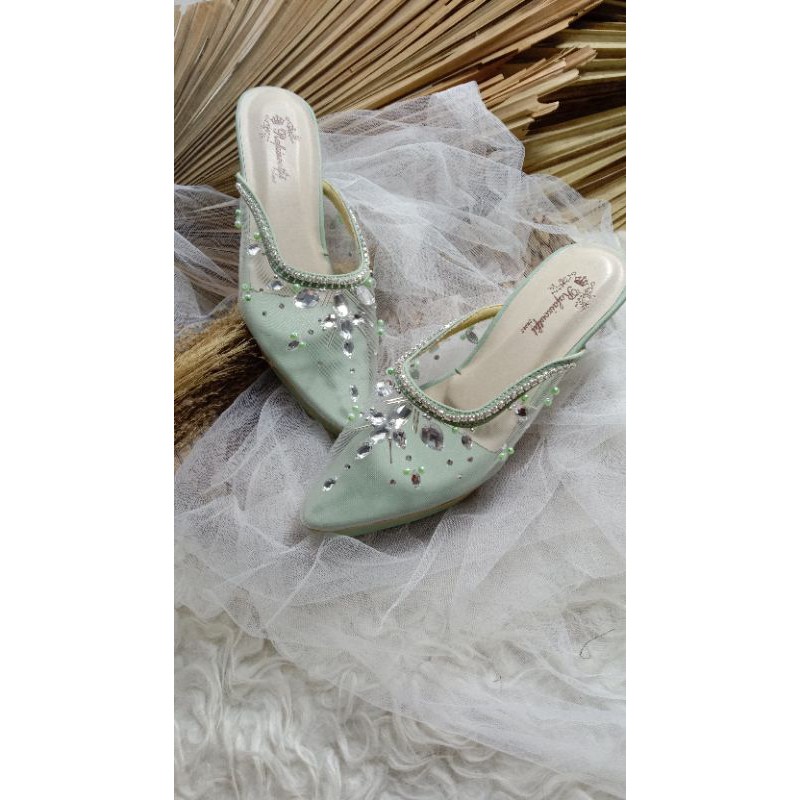 sepatu alunna hijau mint sepatu wanita wedding