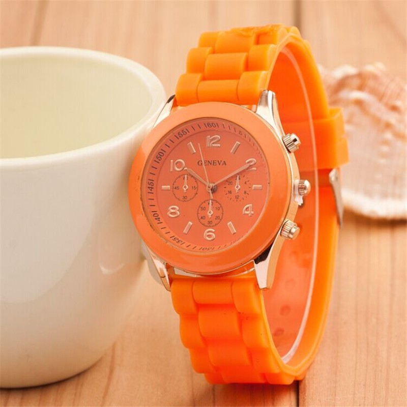 124 Geneva Jam Tangan Wanita Fashion watch Jam Tangan Cewek Jamtangan Jam tangan Murah Jam Cewe-ORANGE