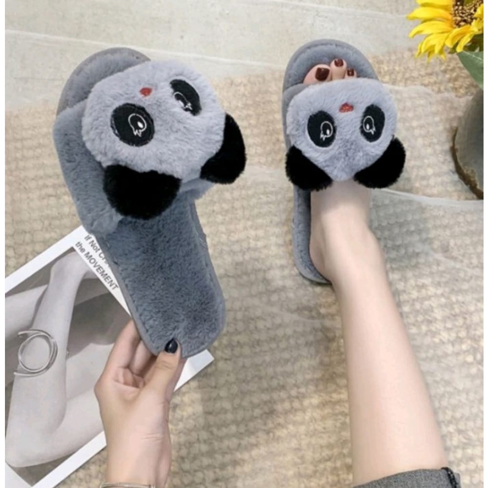 Sandal Bulu Slip Boneka Panda / Sandal Hotel / Sandal Murah