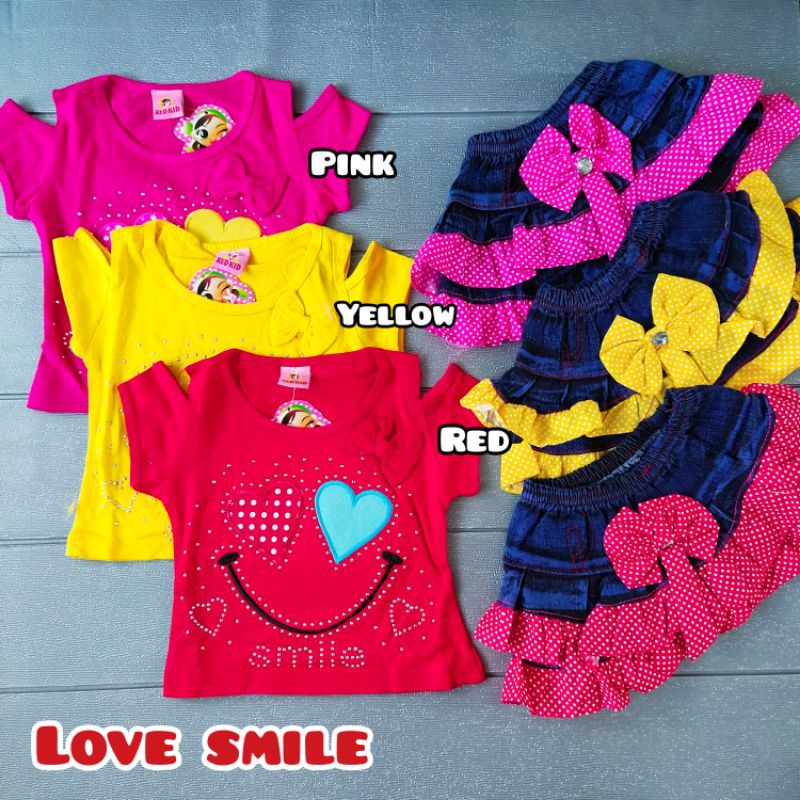 COD Setelan Red Kid  rok dan celana jeans Nourick usia 3-12 anak perempuan / girl / cewek / murahuc