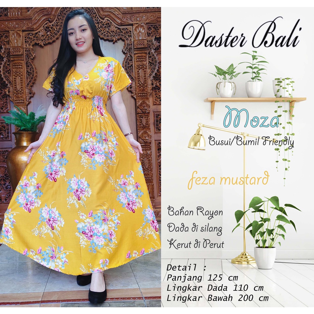 DASTER MOZA PRINT | BALI LONGDRESS-MOZA FEZA MUSTARD