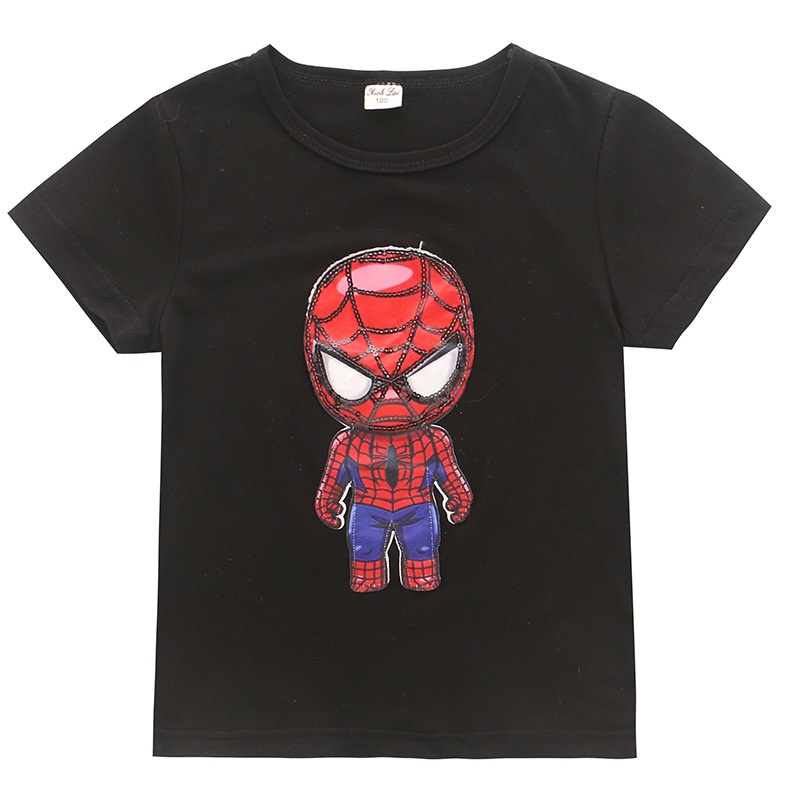 Superhero Boy Shirts LED Cotton Top Shirts T-shirt Setelan Kaos Anak Spiderman Aneka Motif