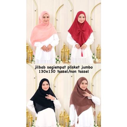 Hijab Segi Empat Plisket Jumbo 130X130 / Bella Plisket Jumbo [Bisa Cod]