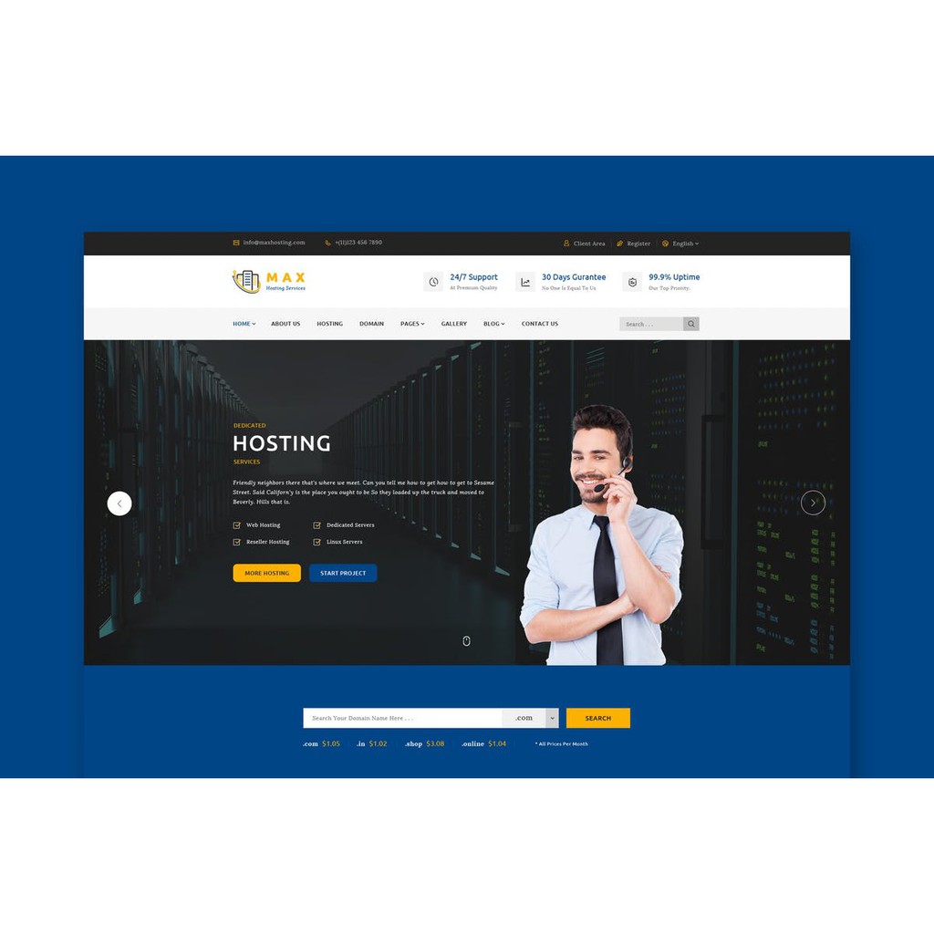 Template Max Hosting Responsive Hosting HTML Template Web