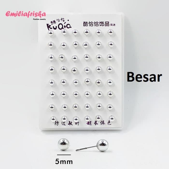 ANTING TUSUK BULAT SILVER BESAR PERHIASAN KOREA AKSESORIS MURAH