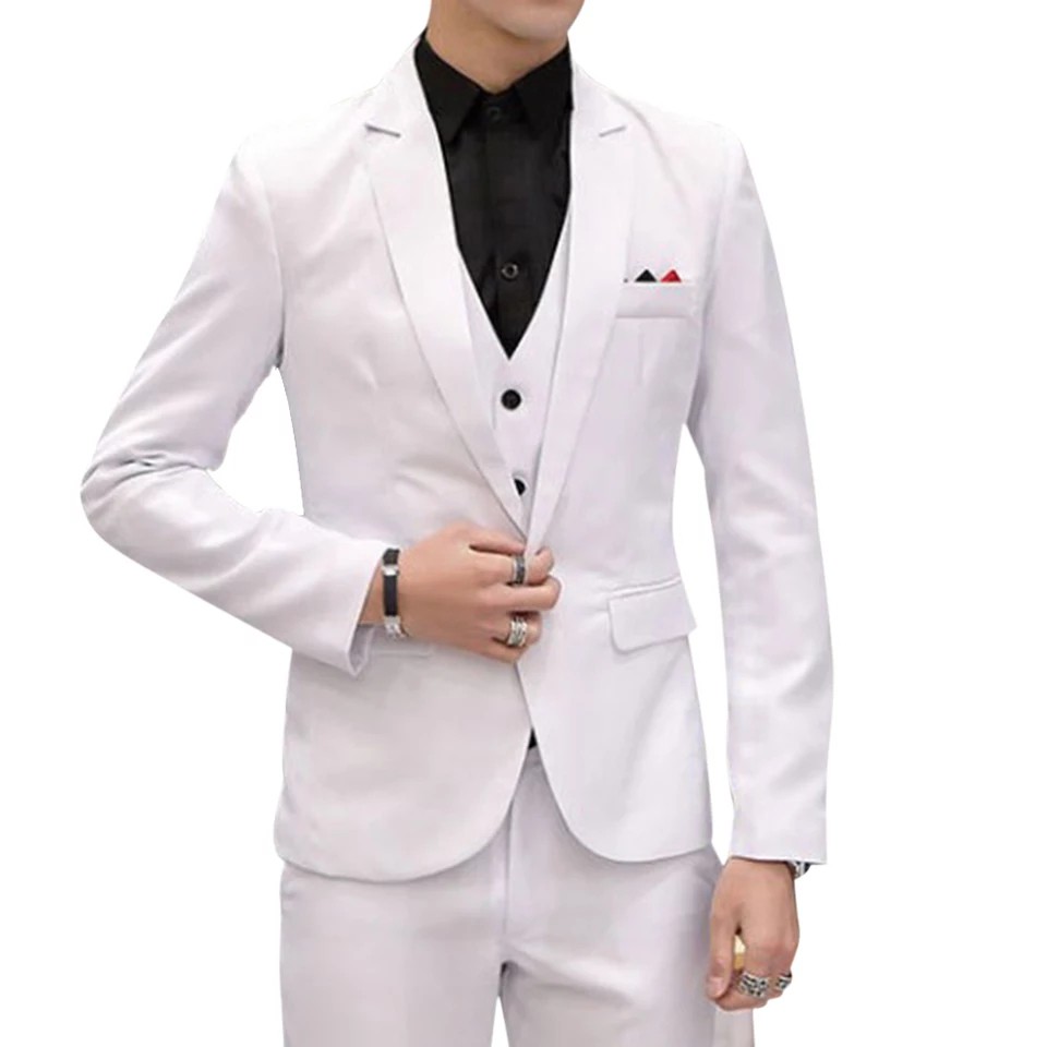 SETELAN BLAZER PRIA SLIMFIT WARNA PUTIH SEMI FORMAL 4IN1 - CLASSY WHITE KOREA STYLE ORIGINAL