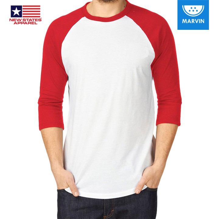 NSA Cotton Raglan 7260 White/Red pod print on demand satuan