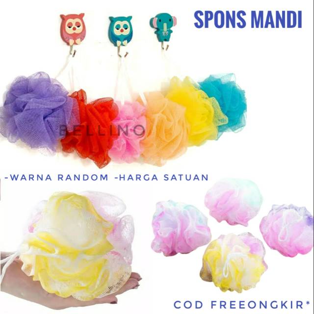 Spon Mandi Murah Bahan Premium Lembut Busa Melimpah Warna Random / Busa Mandi Shower Puff Lembut Bath Sponge