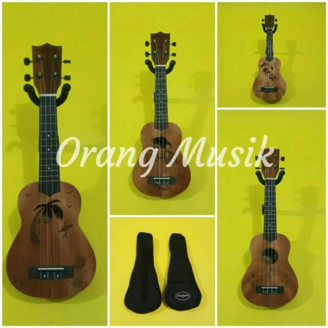 Gitar Ukulele Motif - Gitar Ukulele Soprano - Ukulele Mahogany Original Soprano