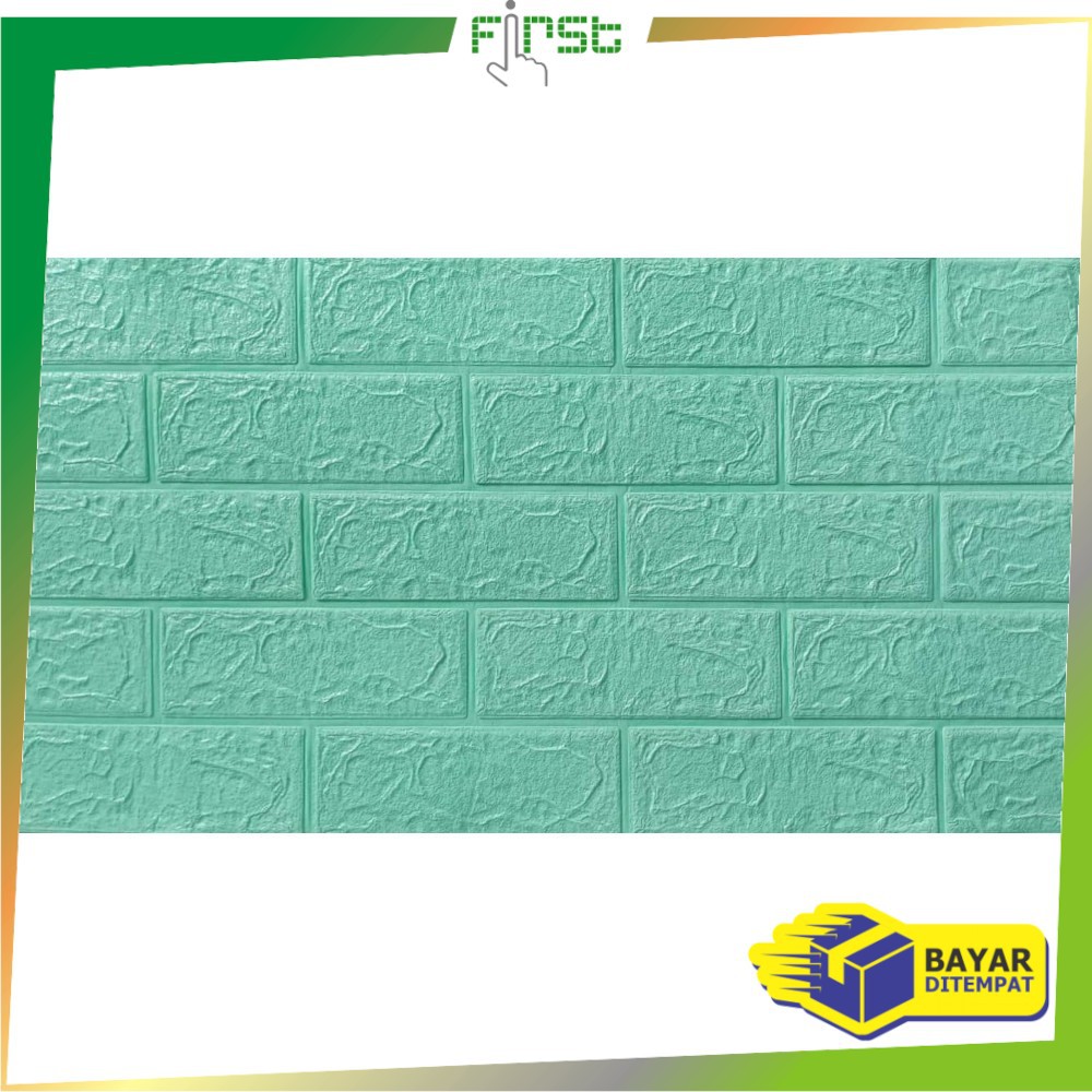 *COD* FH-C206 Wallpaper Dinding Foam 3D Kecil Motif Batu Bata/Walpaper Stiker Dinding Dekorasi Kamar-Batu Bata HIJAU MUDA