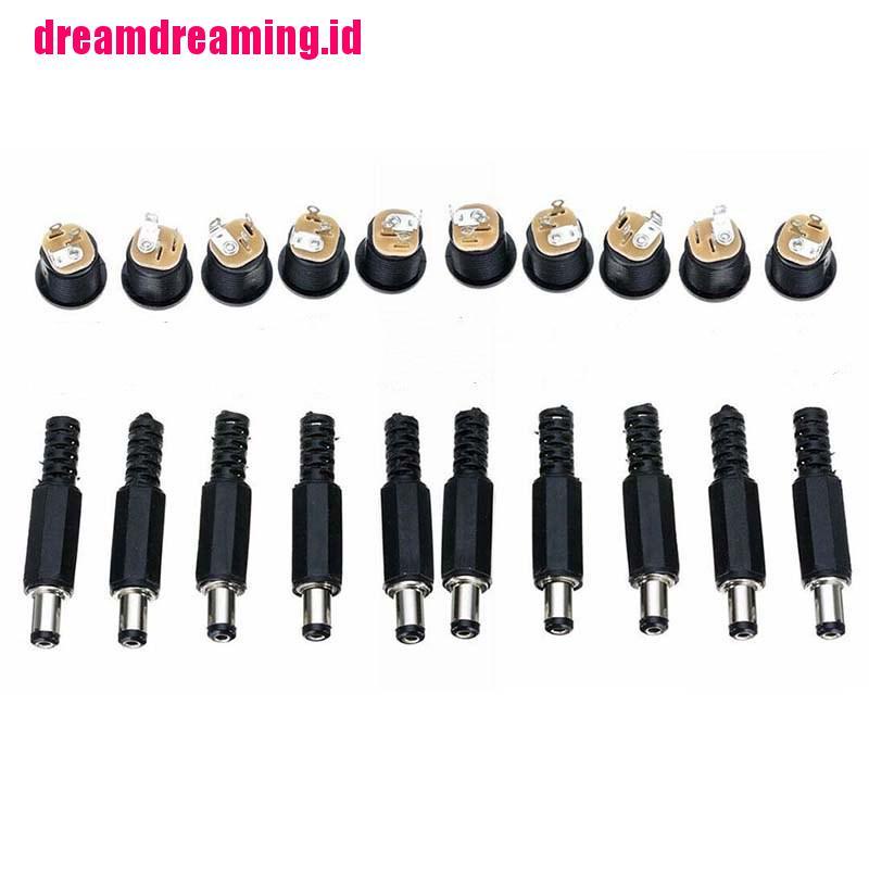 (dreamdreaming.id) 1 Set 10 Pasang Konektor Jack DC 12V 3A Male Plug + Female