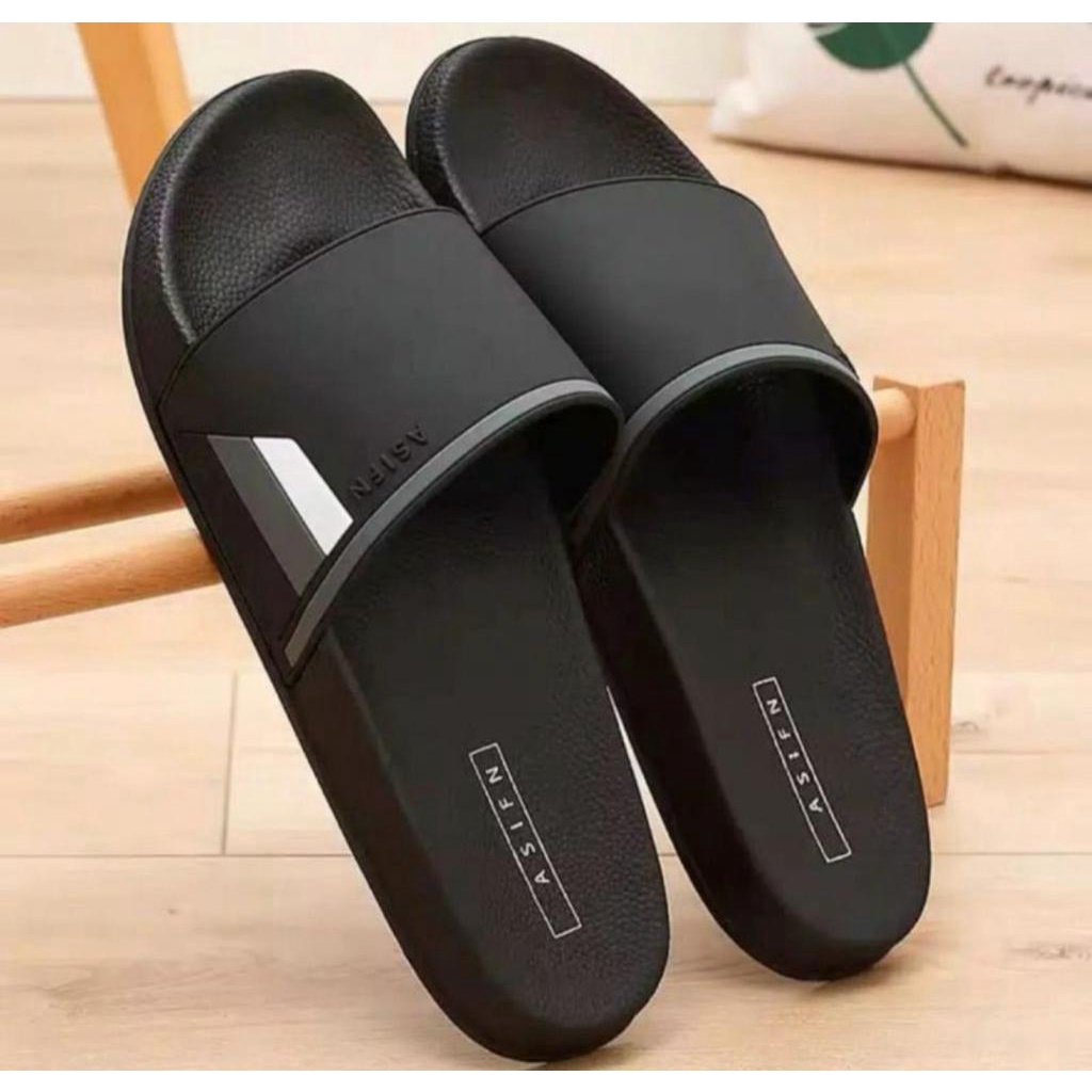 Flip Sandal afsin hitam slip On Pria wanita Karet Unisex terbaru ori COD