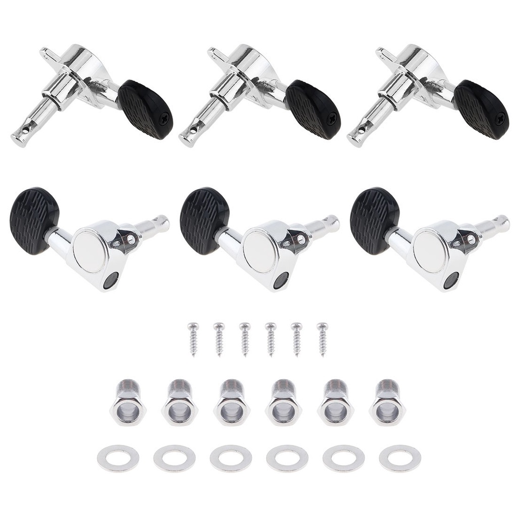 6pcs Tuning Pegs 3R + 3L All Closed Kepala Setengah Lingkaran Bahan Kayu Untuk Gitar Akustik Folk 40 / 41 Inch