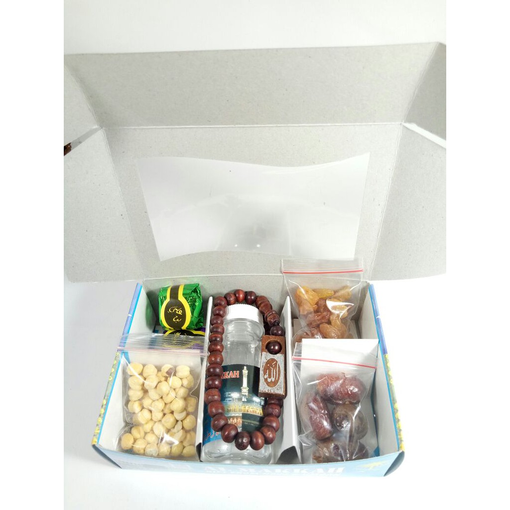 

paket oleh oleh haji dan umroh isi 6 macam pakai coklat