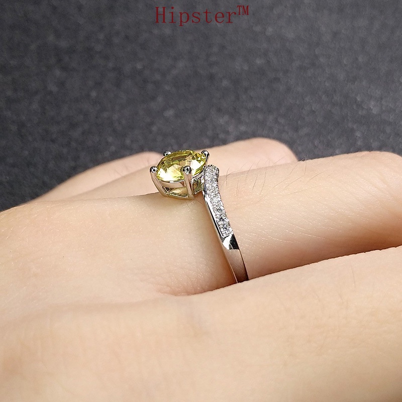 New Affordable Luxury Fashion Elegant White Diamond Citrine Ring