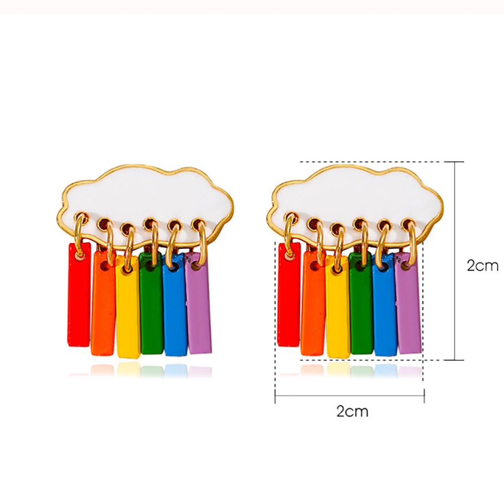 REBUY Rebuy Rainbow Earrings Lucu Manis Wanita Awan Paduan Perhiasan Gaya Boho