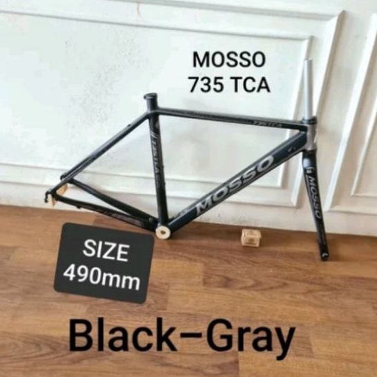 Frame Road Bike Mosso 735 TCA Size 49 Hitam Abu Abu Black Grey  . Rangka Sepeda Balap 735tca Alloy