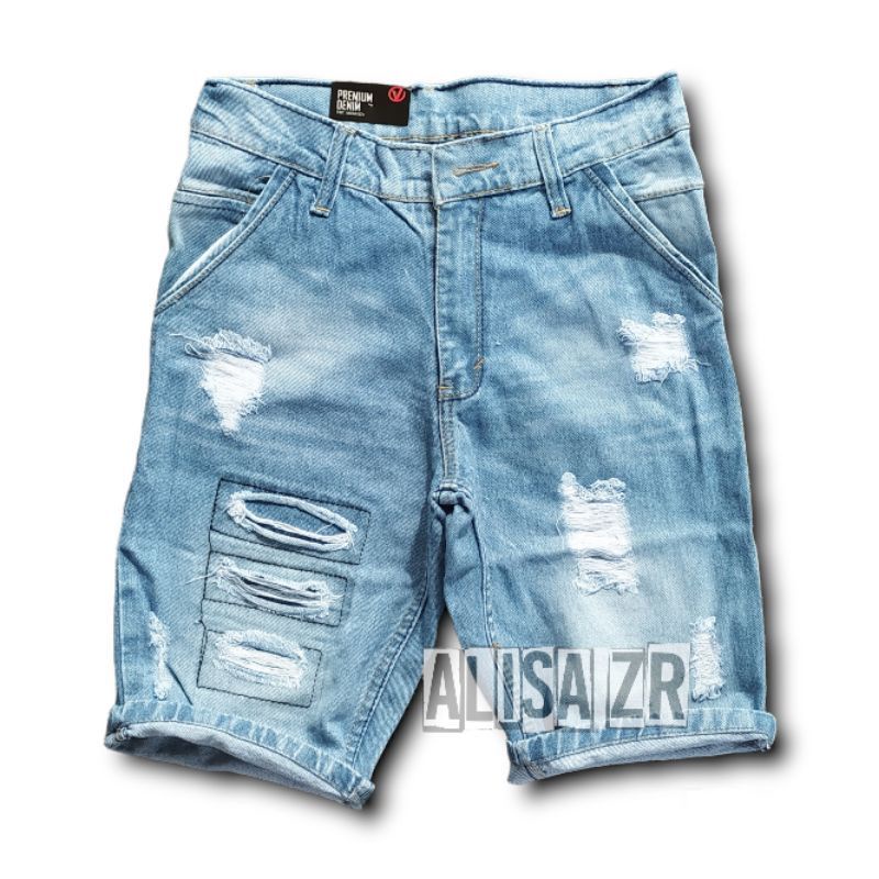 COD CELANA JEANS PENDEK PRIA MOTIF SOBEK ROBEK RIPPED TERBARU DAN TERLARIS