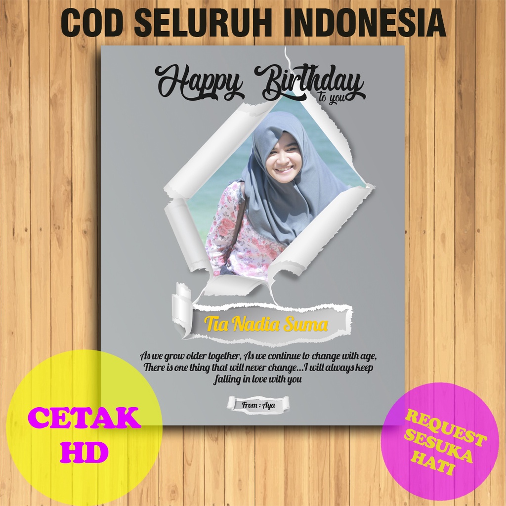 Custom Kado Hadiah Ultah Murah - Hiasan Dinding Ulang Tahun - Custom Hadiah Ultah Pacar - Custom Hia