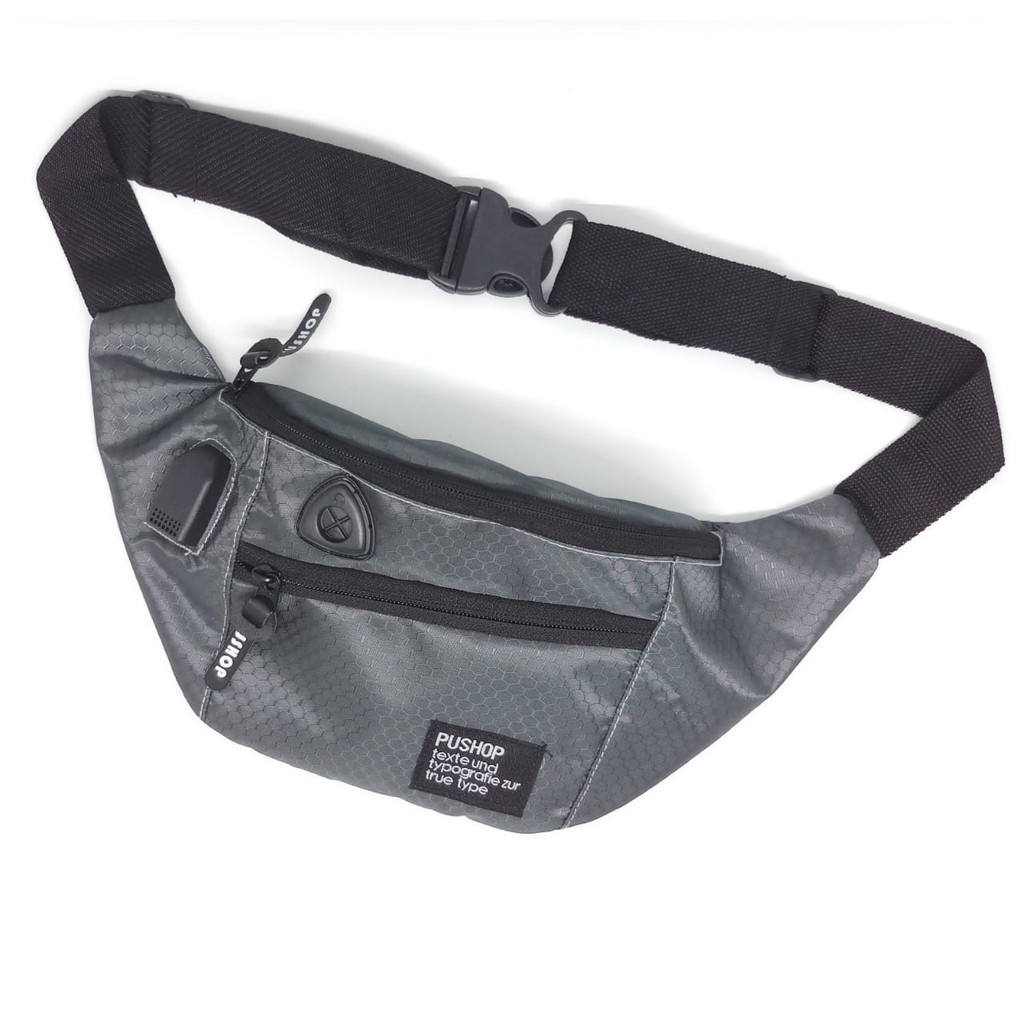 Waist Bag USB Waterproof Pushop Rijivk Keren Premium Murah Berkualitas