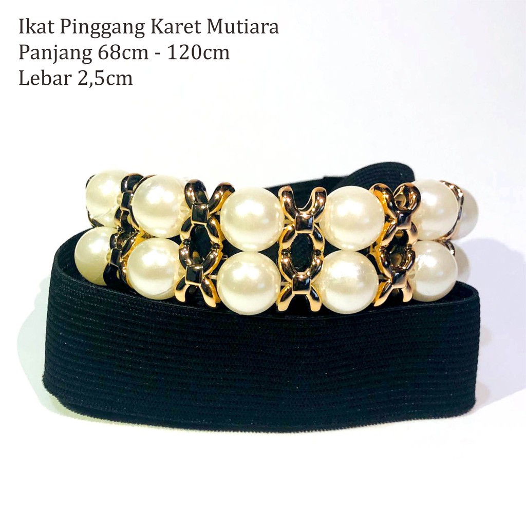 IKAT PINGGANG WANITA KARET MOTE BEST BUY GESPER BELT MUTIARA