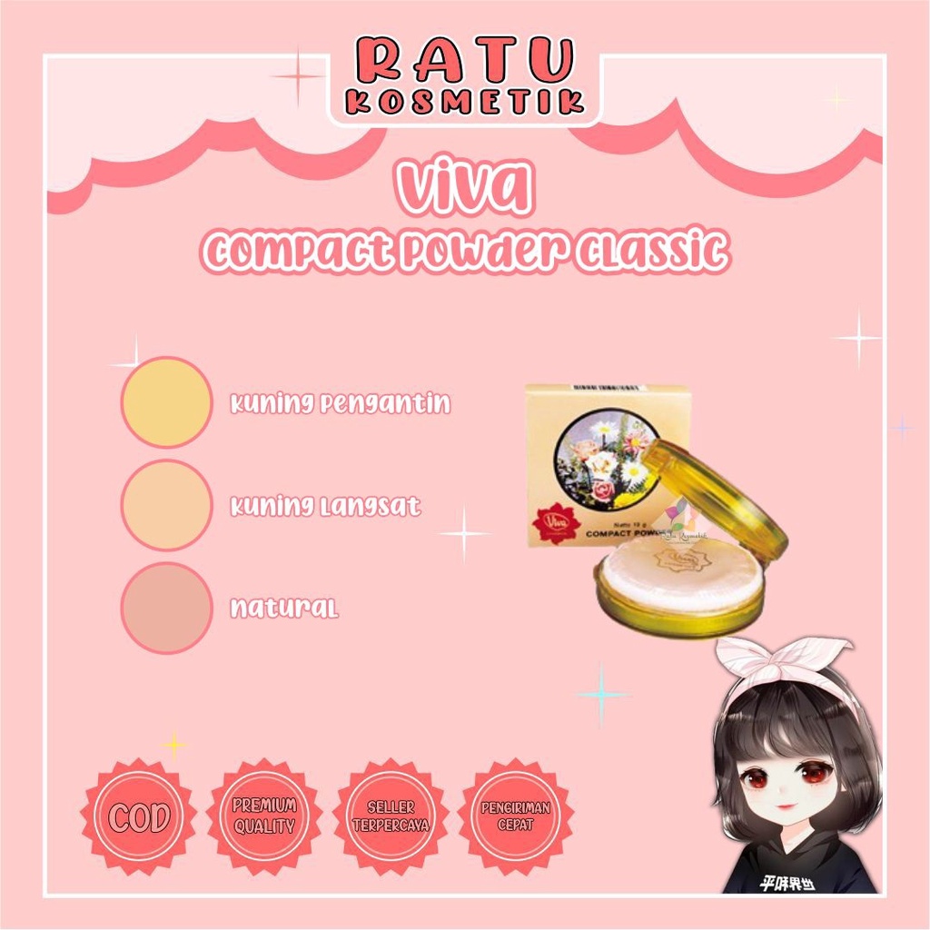 ❤ RATU ❤ Viva Compact Powder Standart Classic Bedak Padat 19g (✔️BPOM)