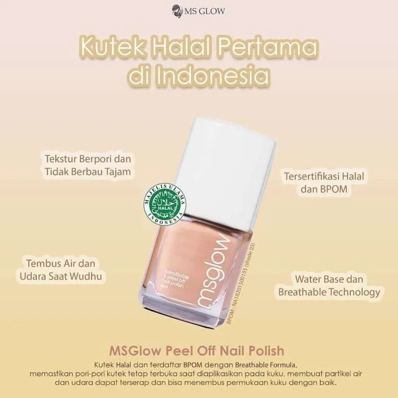 Ms Glow Kutek Halal Nail Polish Peel Off / Cat Kuku Ms Glow Original