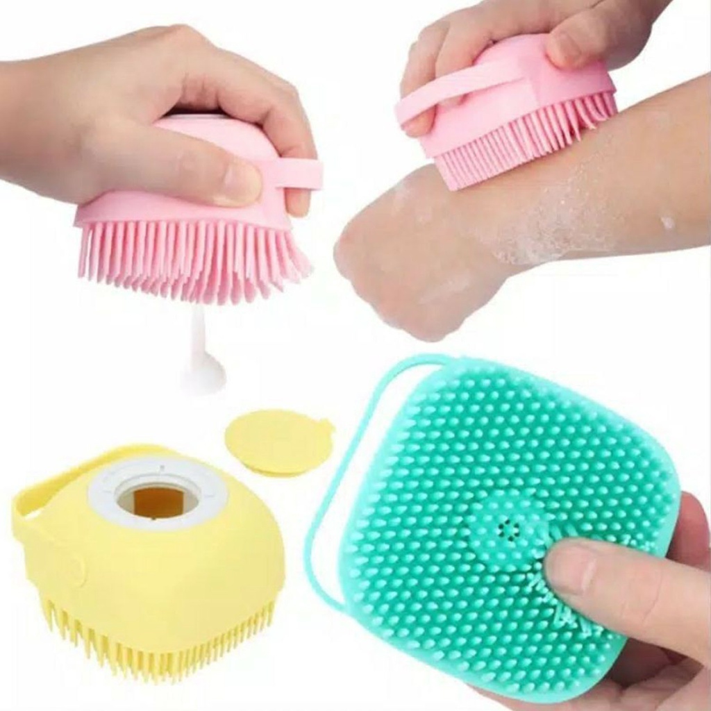 ☀ACCBAYI☀ ACC0038 Sikat Badan Bahan Silikon Lembut Sikat Kepala Shower Brush Silicone Dispenser Sabun &amp; Shampoo