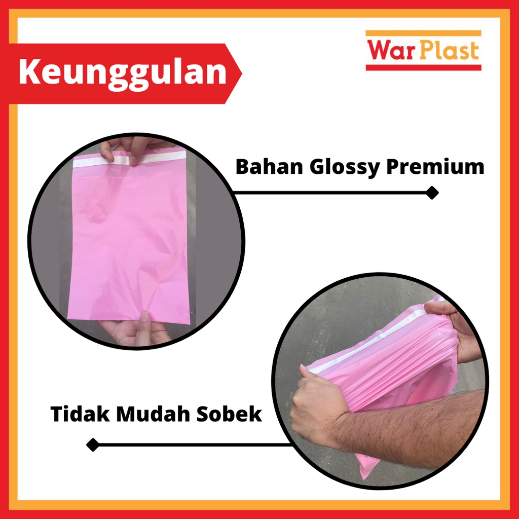 Plastik Polymailer Amplop Plastik Packing TekTok isi 100 - Pink