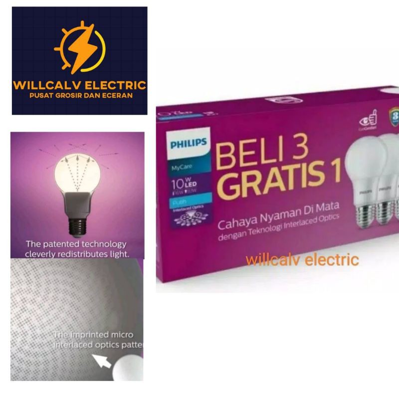 LAMPU LED PHILIPS PAKET 10W 10WATT 10 WATT ISI 4 PC - LAMPU LED PHILIPS MULTIPACKS 10W 10WATT 10 WAT